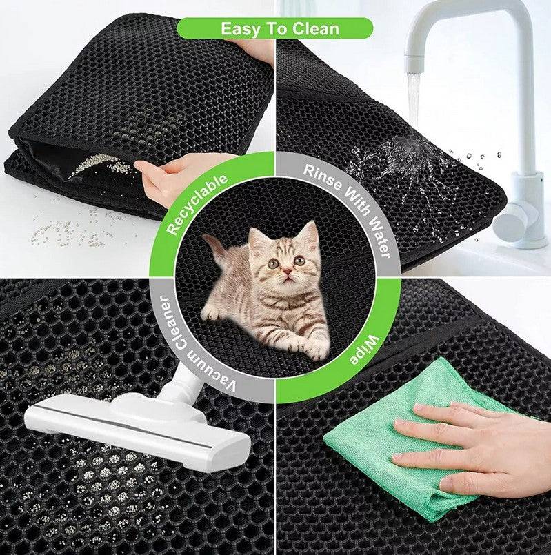 Alfombra Atrapa Arena para Gatos - Doble Capa Antideslizante