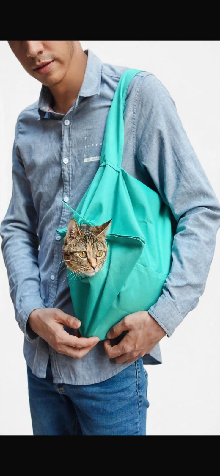 Bolso Canguro Transportador para Gatos - Manos Libres - Anti Estrés